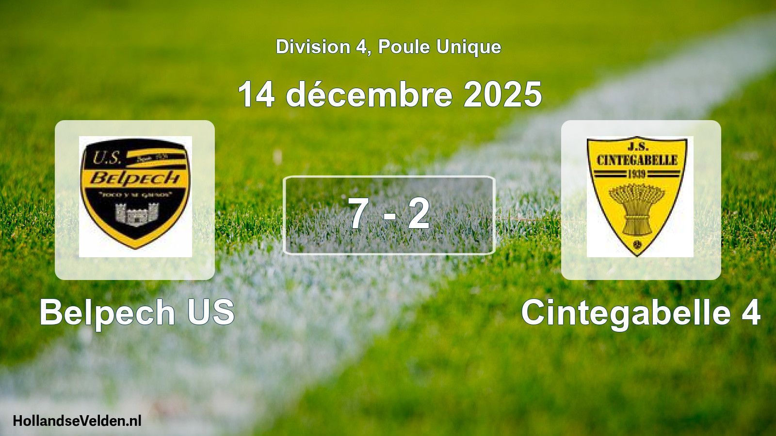 Gespeelde wedstrijd: Belpech US - Cintegabelle 4 7 - 2 (14 december 2025)