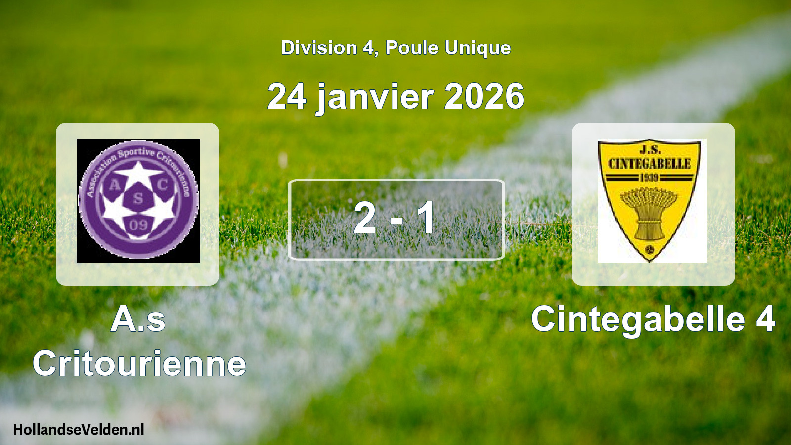 Total number of matches played: A.s Critourienne - Cintegabelle 4 2 - 1 (24 January 2026)