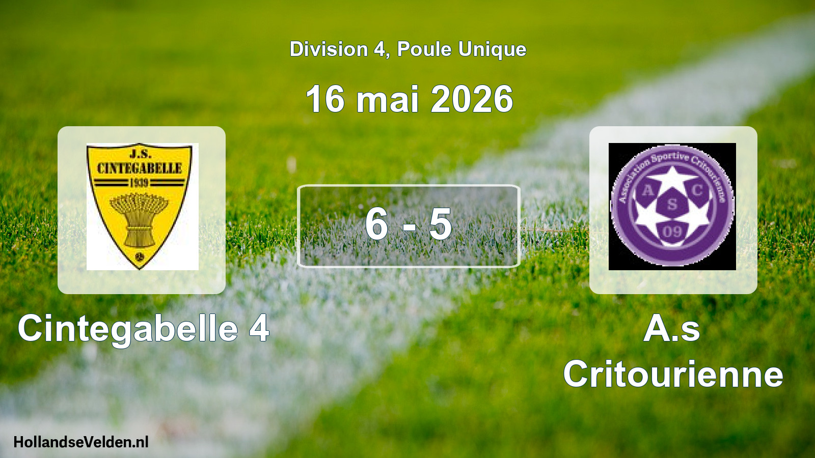 Total number of matches played: Cintegabelle 4 - A.s Critourienne 6 - 5 (16 May 2026)