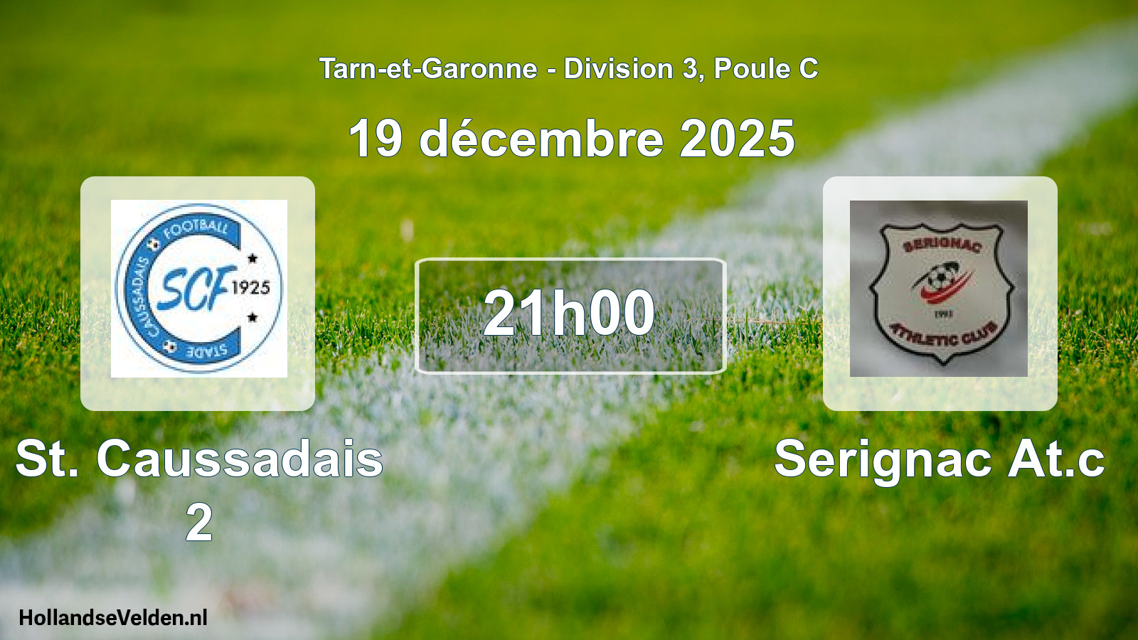 Match programmé: St. Caussadais 2 - Serignac At.c (19 décembre 2025)