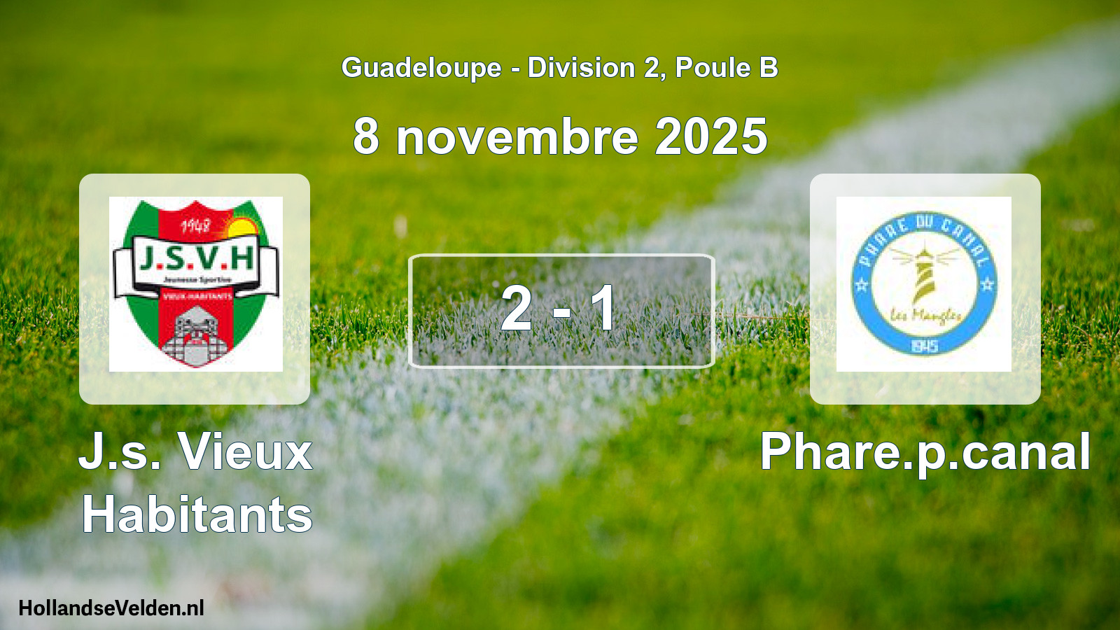 Match joué: J.s. Vieux Habitants - Phare.p.canal 2 - 1 (8 novembre 2025)
