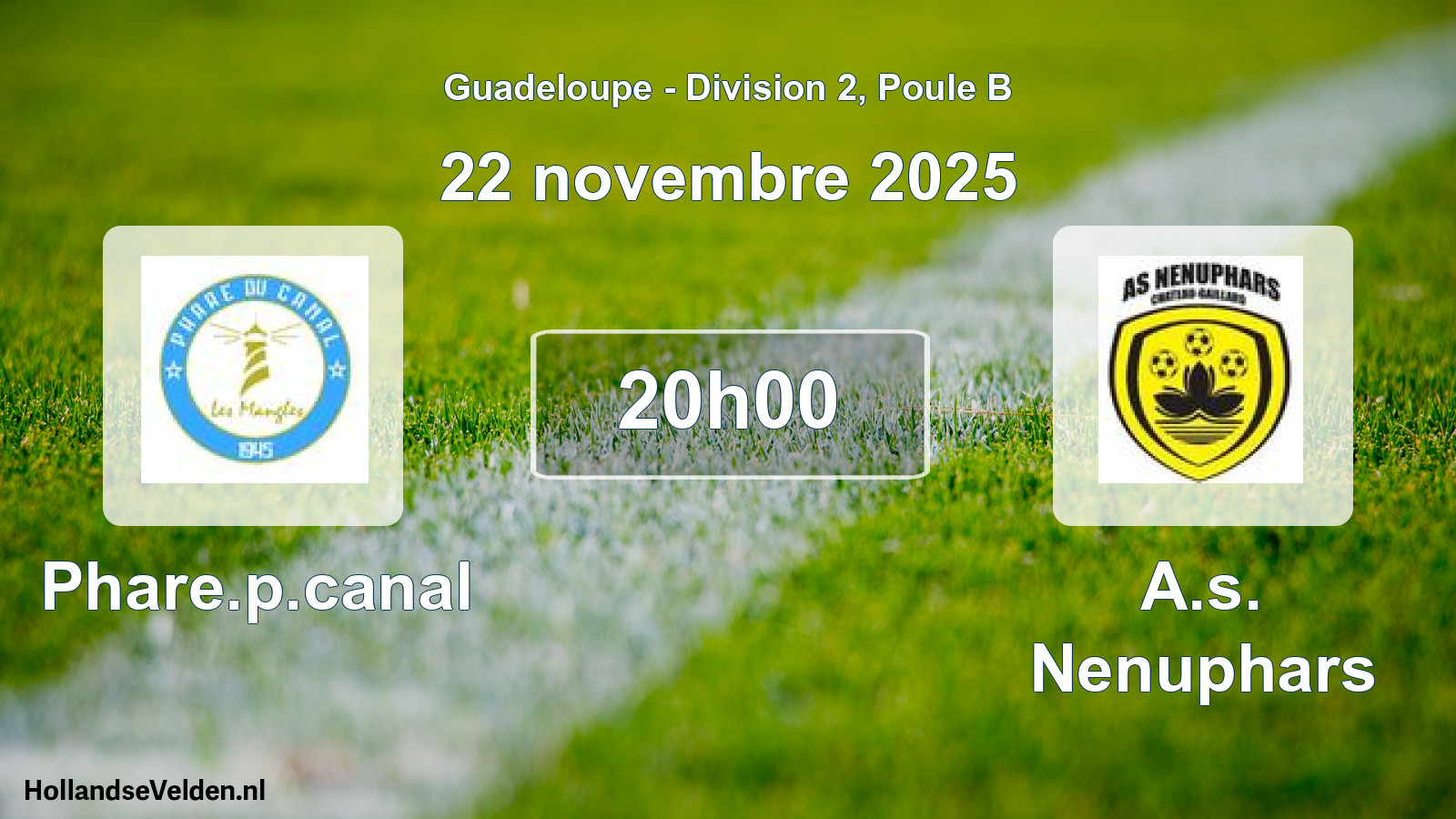 Match programmé: Phare.p.canal - A.s. Nenuphars (22 novembre 2025)