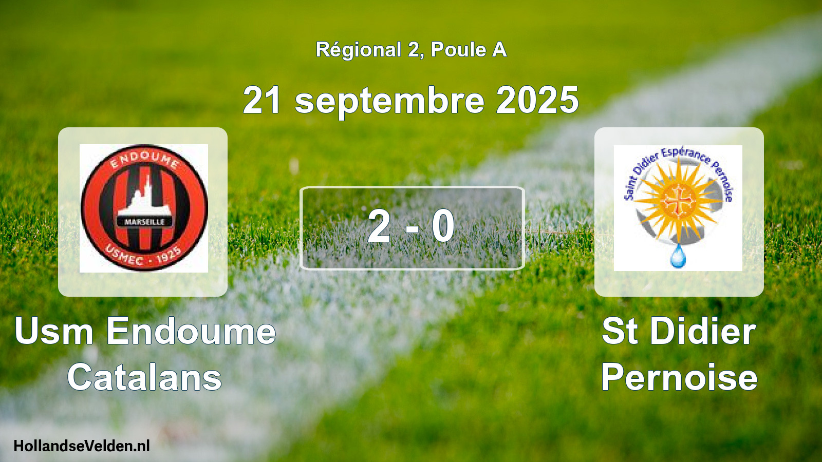 Total number of matches played: Usm Endoume Catalans - St Didier Pernoise 2 - 0 (21 September 2025)