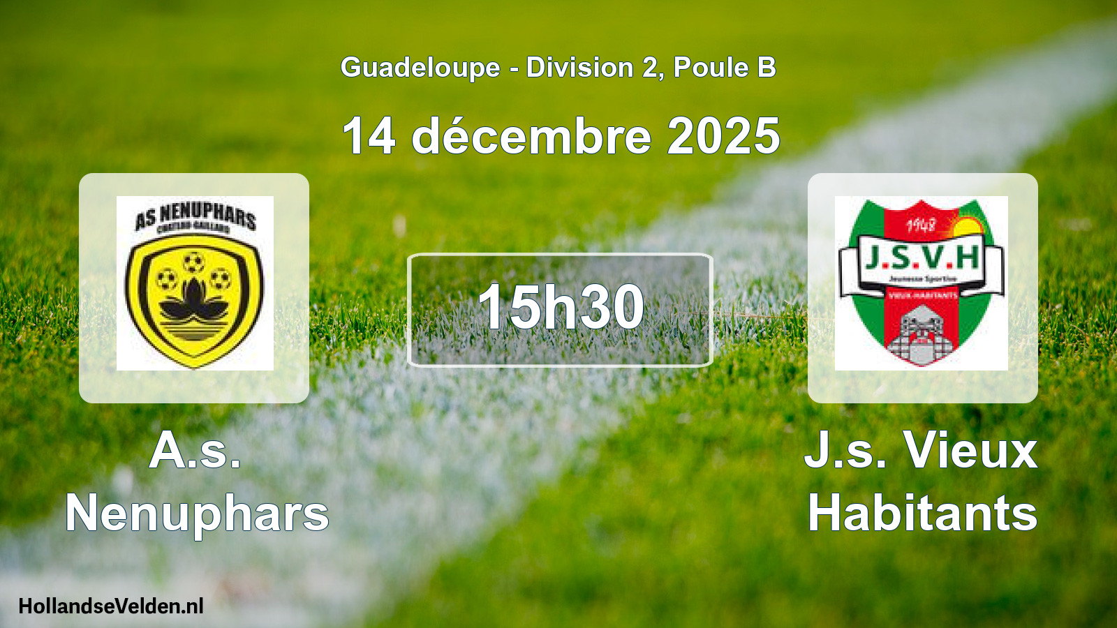 Match programmé: A.s. Nenuphars - J.s. Vieux Habitants (14 décembre 2025)