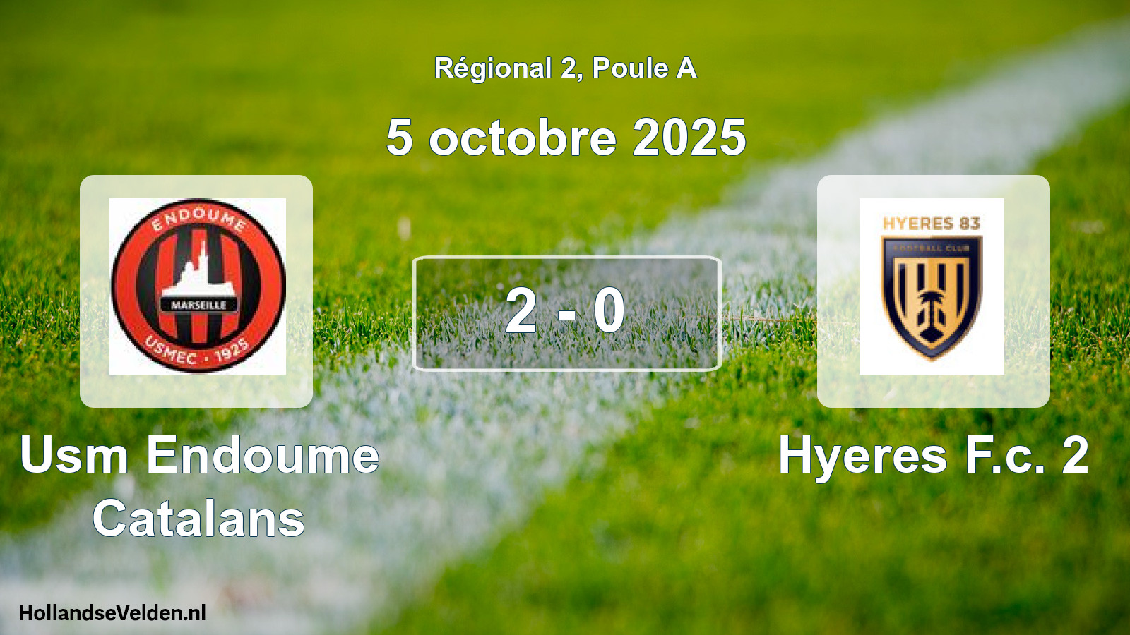 Gespeelde wedstrijd: Usm Endoume Catalans - Hyeres F.c. 2 2 - 0 (5 octobre 2025)