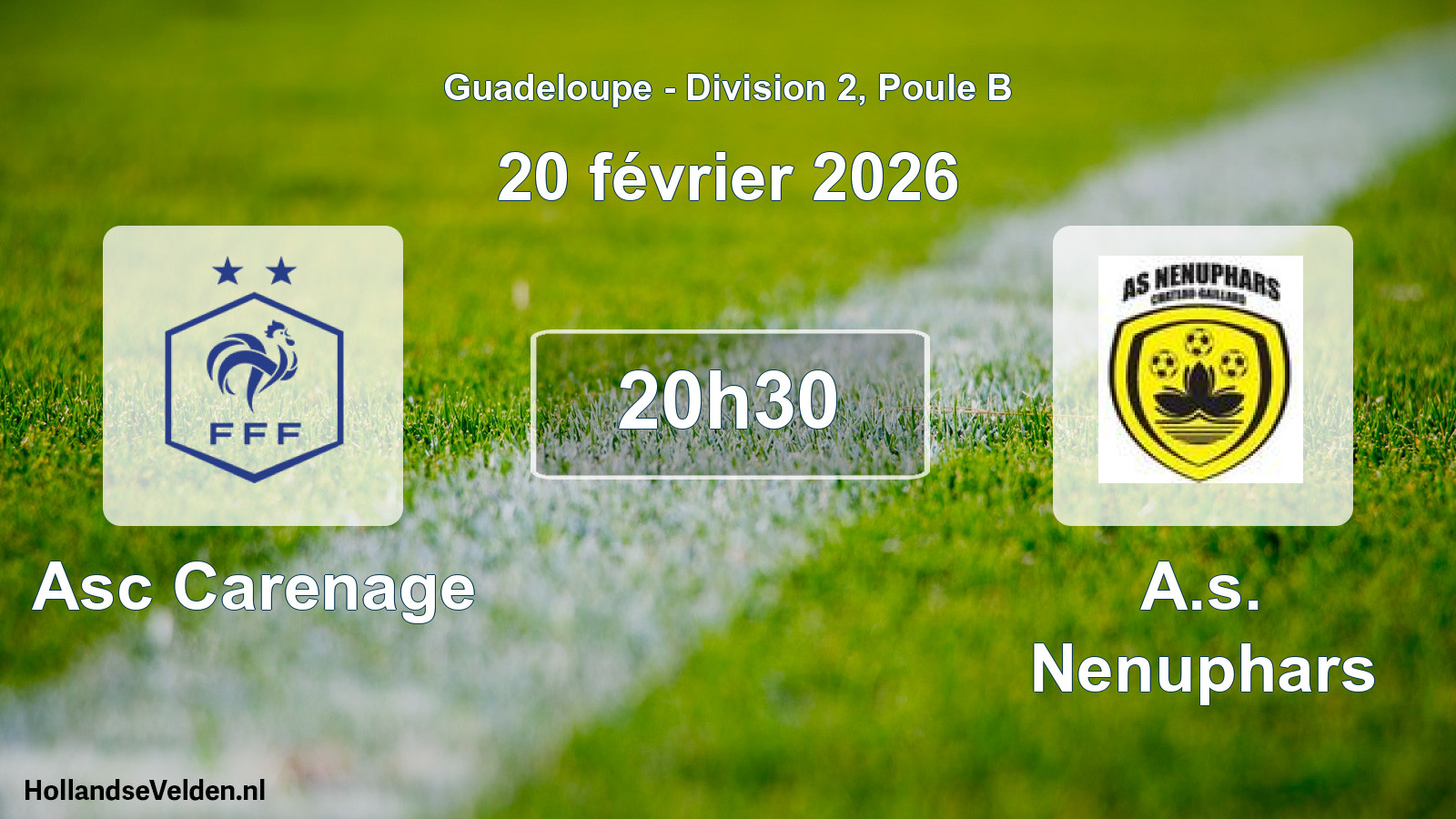 Match programmé: Asc Carenage - A.s. Nenuphars (20 février 2026)