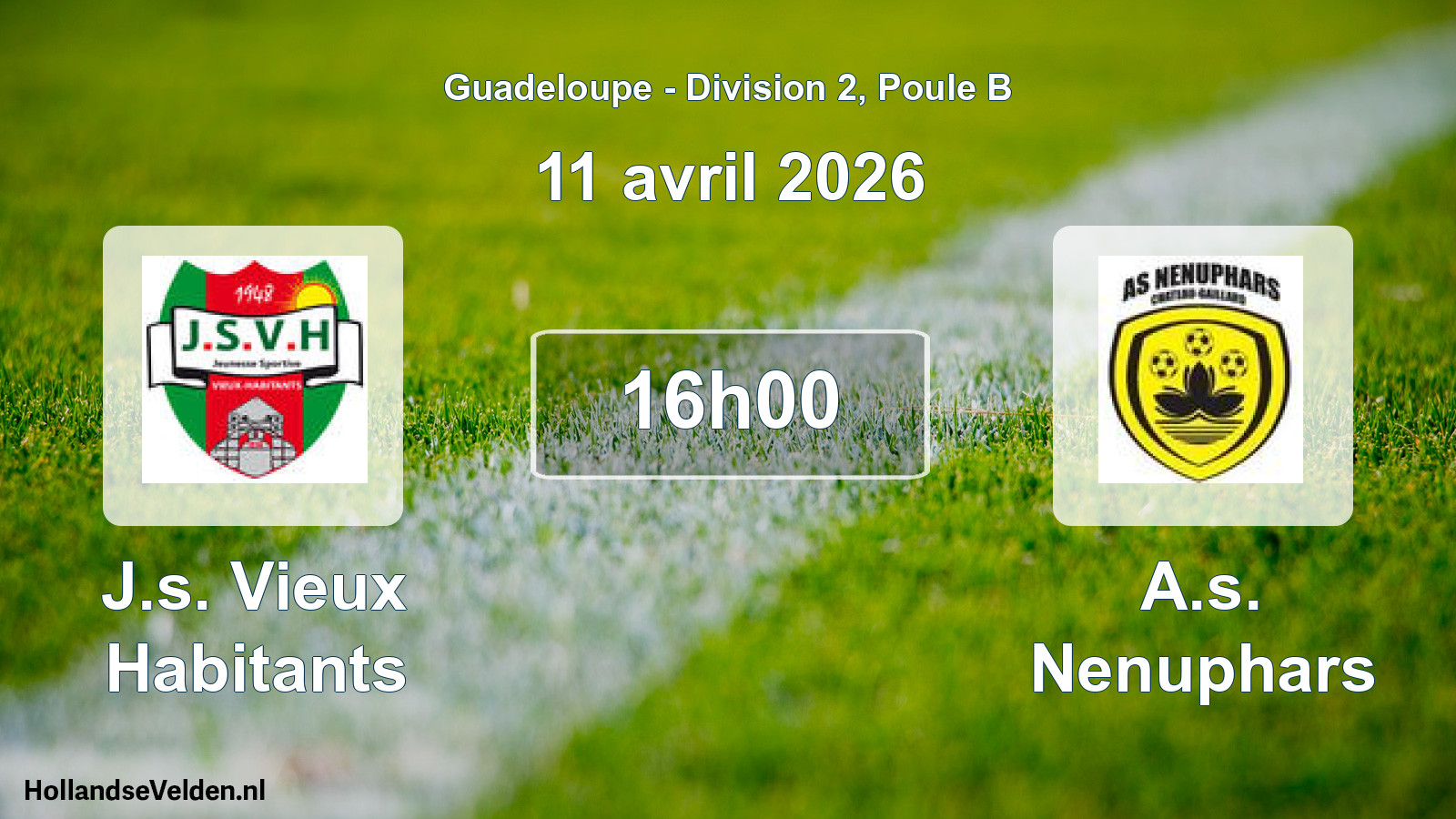 Match programmé: J.s. Vieux Habitants - A.s. Nenuphars (11 avril 2026)