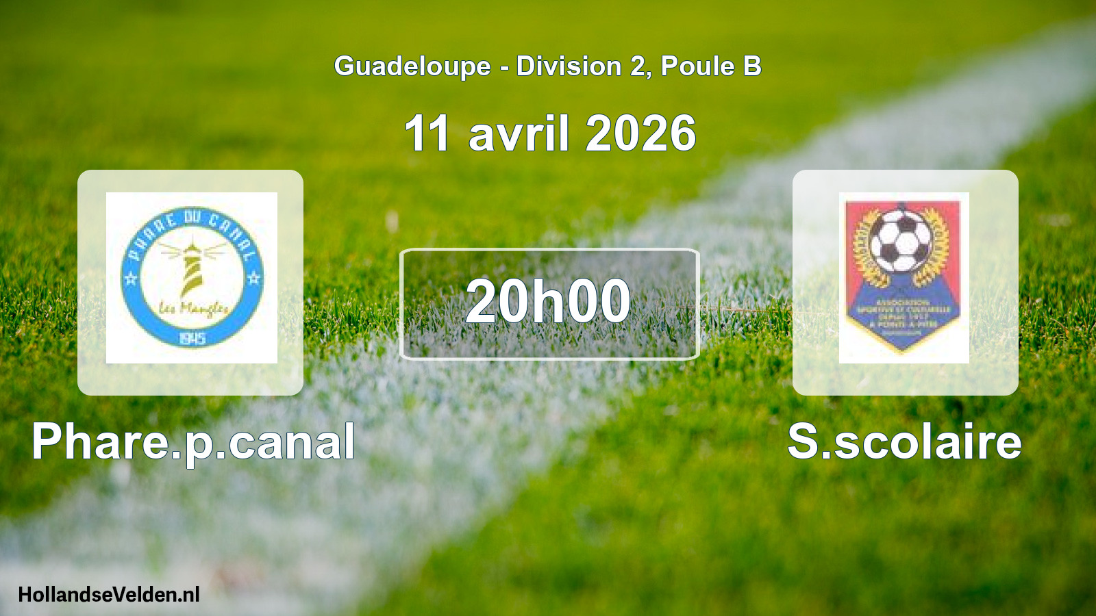 Match programmé: Phare.p.canal - S.scolaire (11 avril 2026)