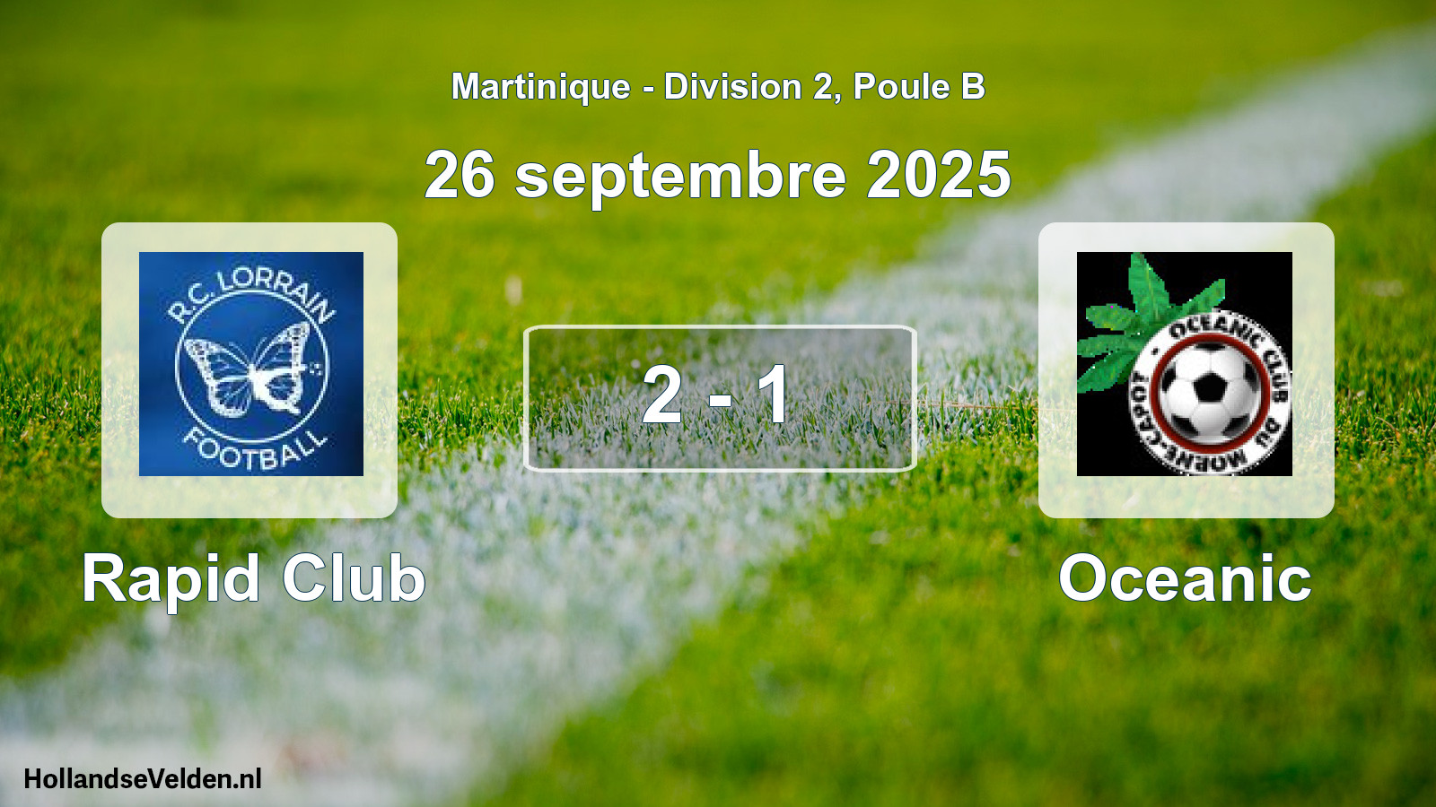 Match joué: Rapid Club - Oceanic 2 - 1 (26 septembre 2025)