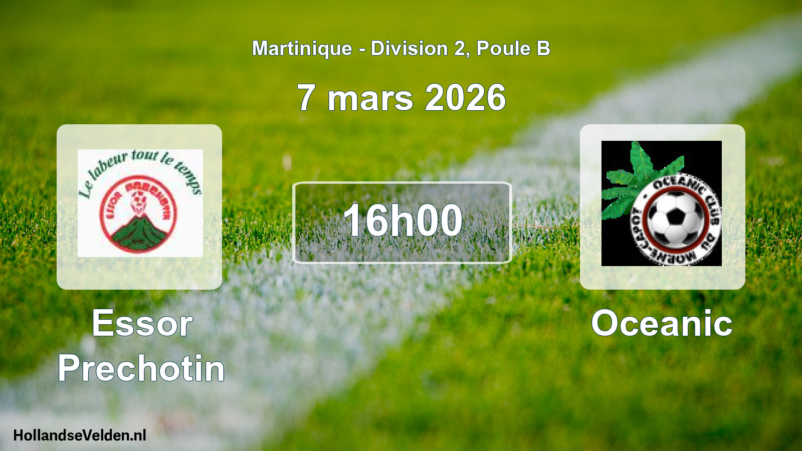 Match programmé: Essor Prechotin - Oceanic (7 mars 2026)