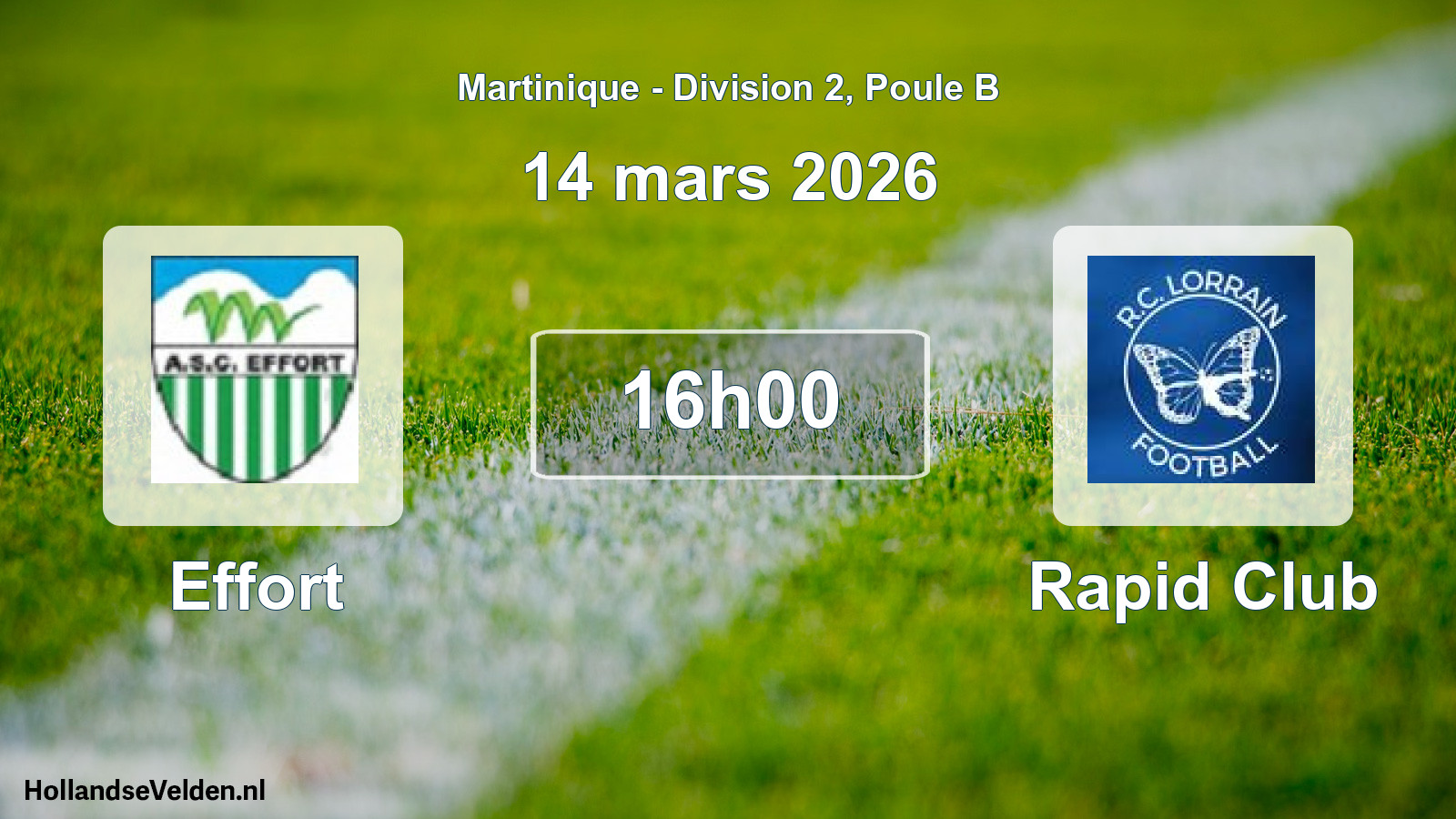 Match programmé: Effort - Rapid Club (14 mars 2026)