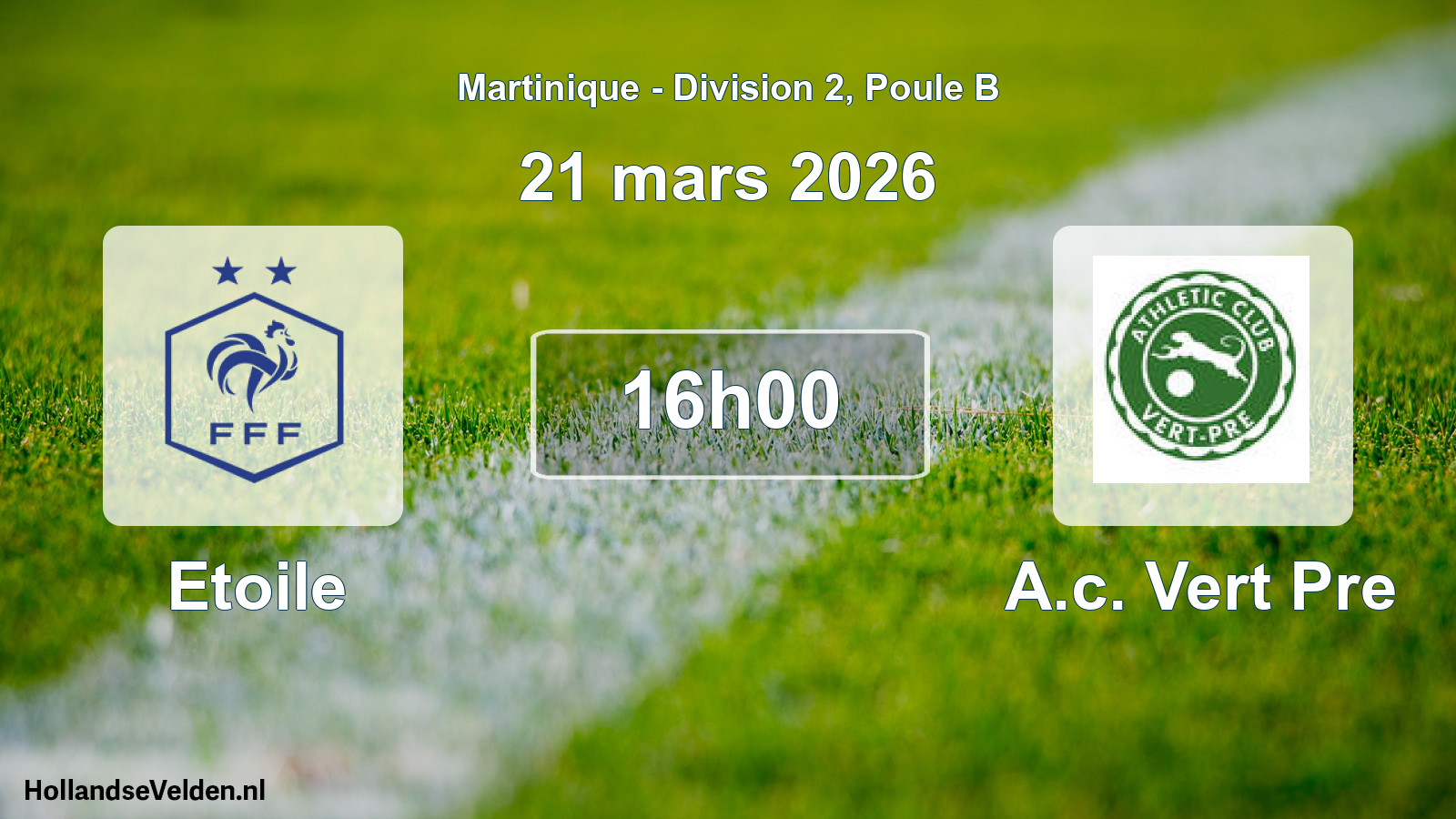 Match programmé: Etoile - A.c. Vert Pre (21 mars 2026)
