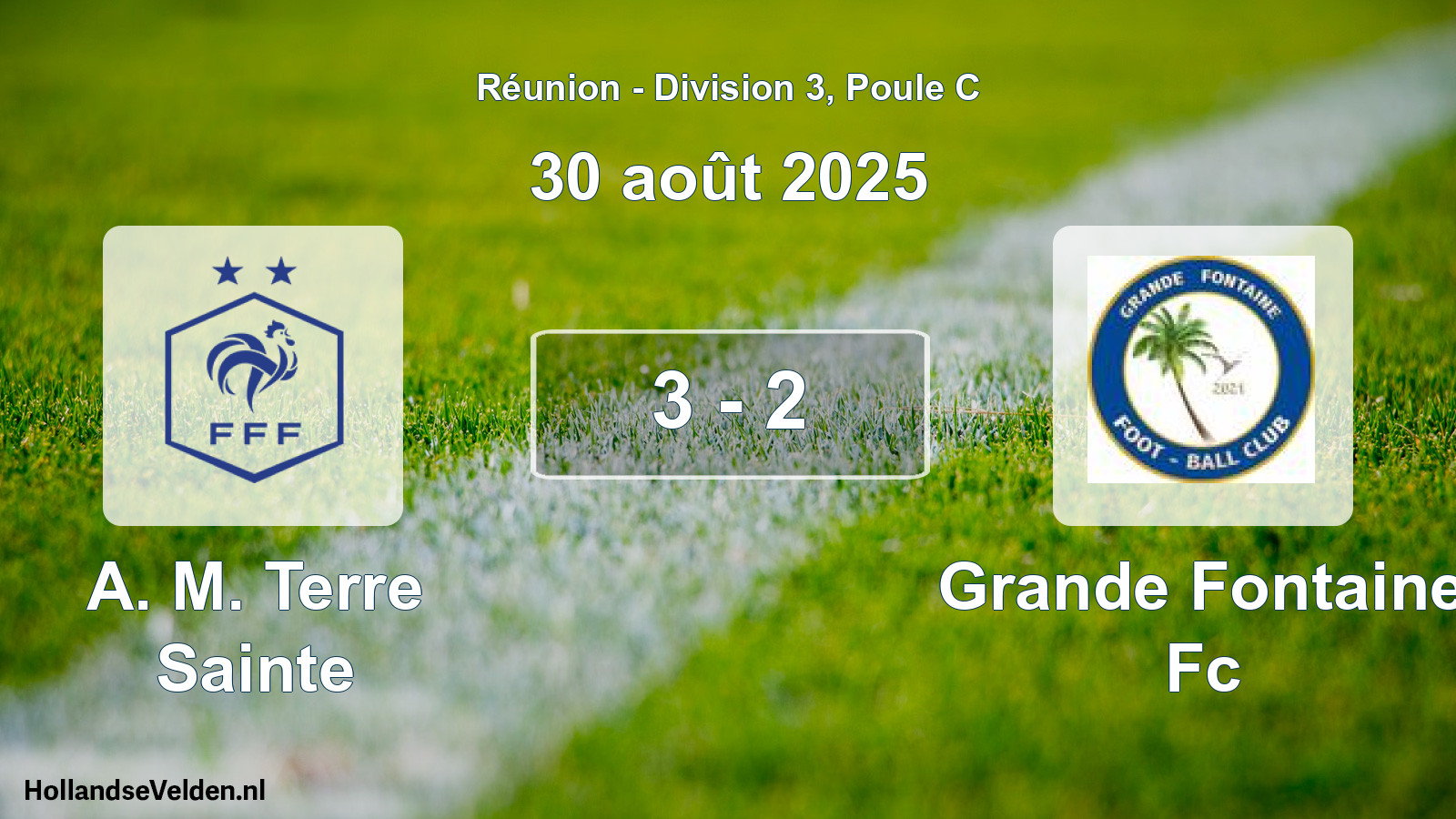 Total number of matches played: A. M. Terre Sainte - Grande Fontaine Fc 3 - 2 (30 August 2025)