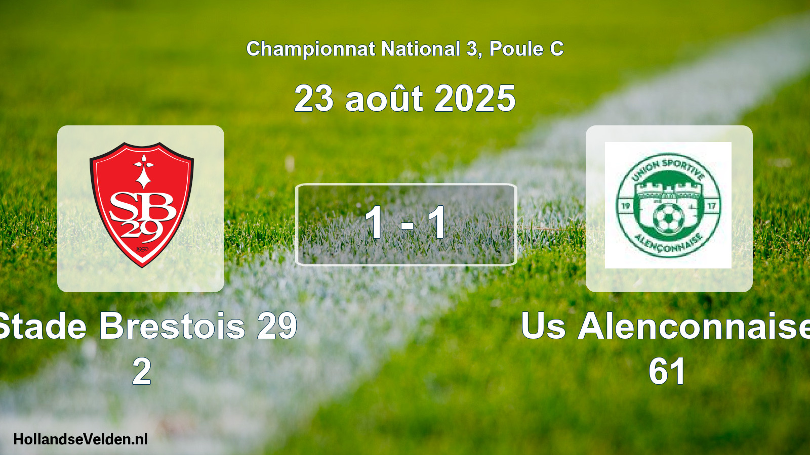 Gespeelde wedstrijd: Stade Brestois 29 2 - Us Alenconnaise 61 1 - 1 (23 augustus 2025)