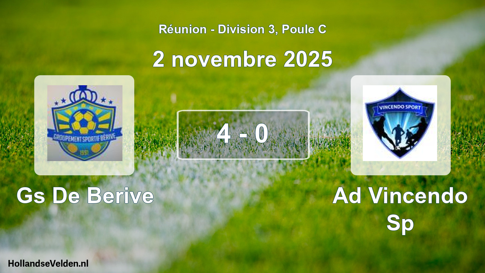 Match joué: Gs De Berive - Ad Vincendo Sp 4 - 0 (2 novembre 2025)