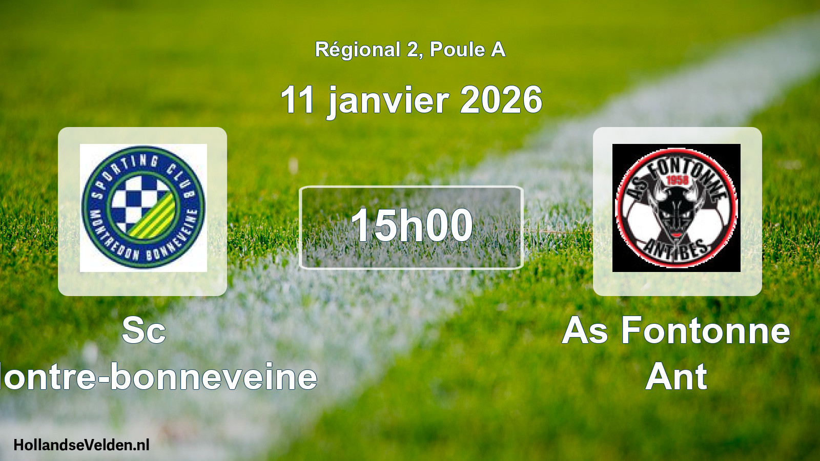 Geplande wedstrijd: Sc Montre-bonneveine - As Fontonne Ant (11 januari 2026)