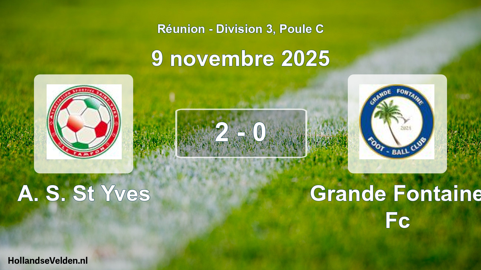Gespeelde wedstrijd: A. S. St Yves - Grande Fontaine Fc 2 - 0 (9 november 2025)