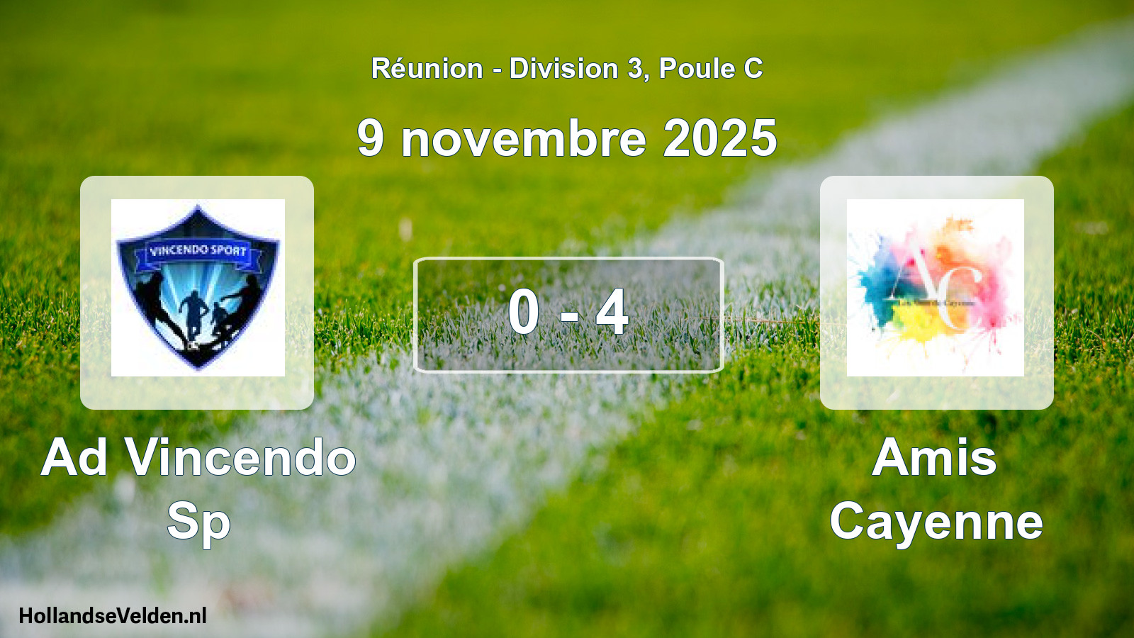 Match joué: Ad Vincendo Sp - Amis Cayenne 0 - 4 (9 novembre 2025)