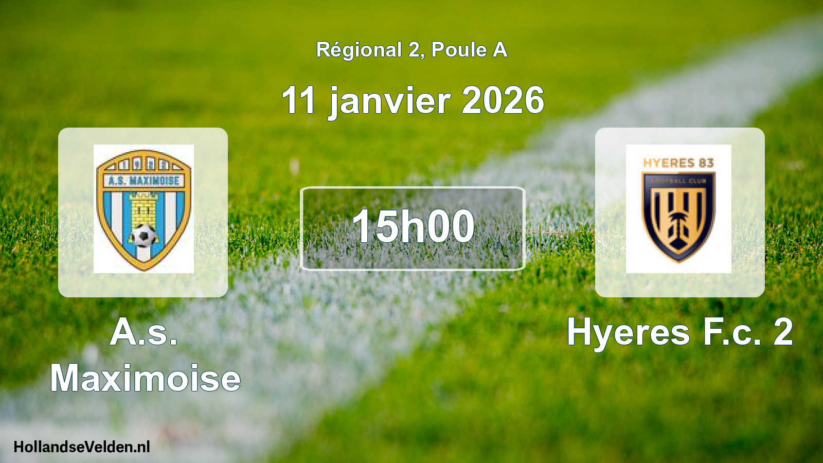 Geplande wedstrijd: A.s. Maximoise - Hyeres F.c. 2 (11 janvier 2026)