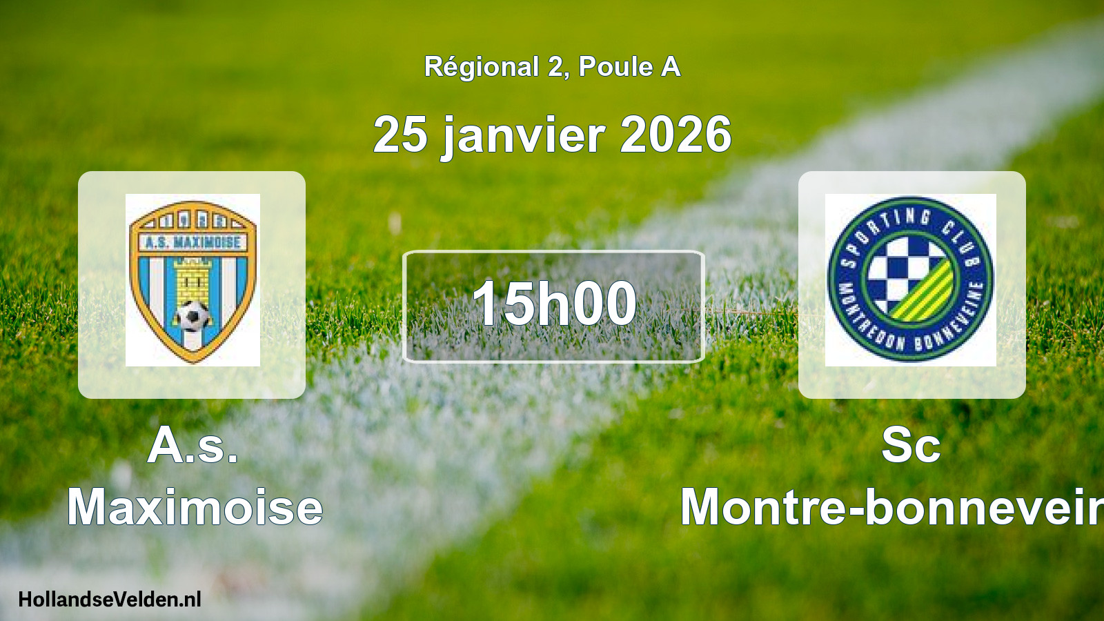 Geplande wedstrijd: A.s. Maximoise - Sc Montre-bonneveine (25 januari 2026)