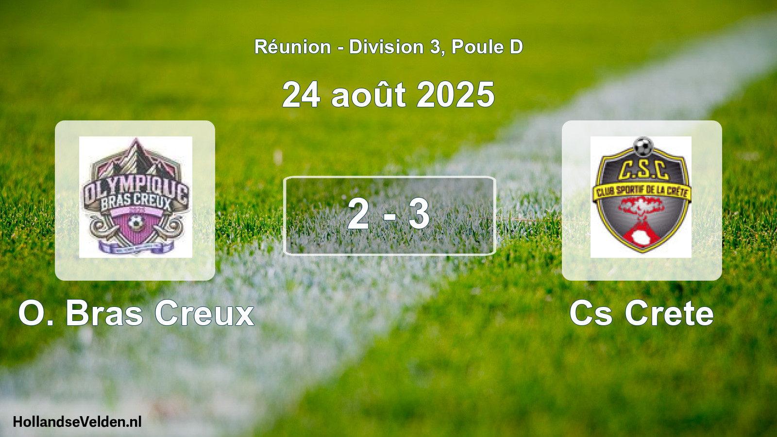 Match joué: O. Bras Creux - Cs Crete 2 - 3 (24 août 2025)