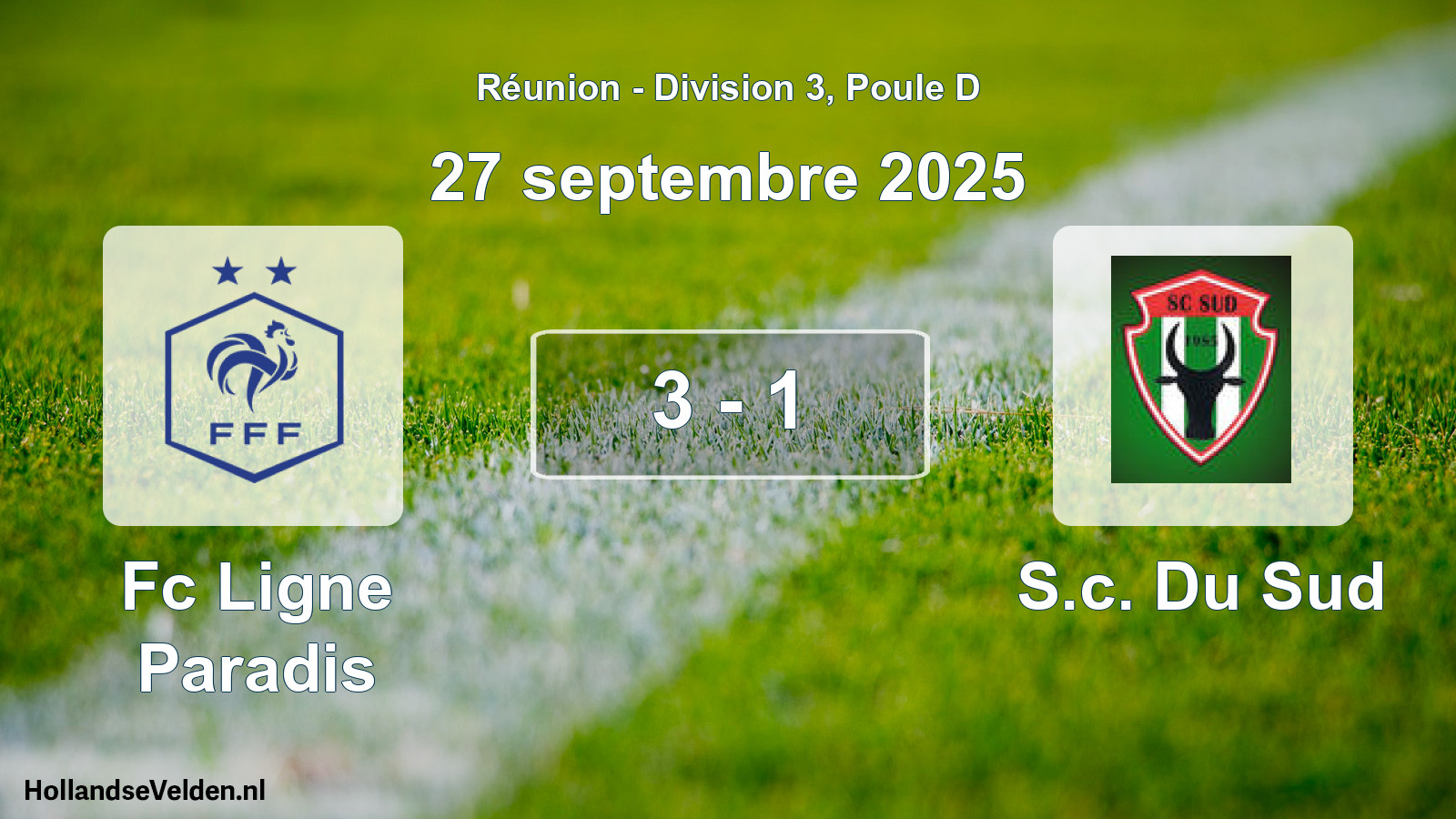 Match joué: Fc Ligne Paradis - S.c. Du Sud 3 - 1 (27 septembre 2025)