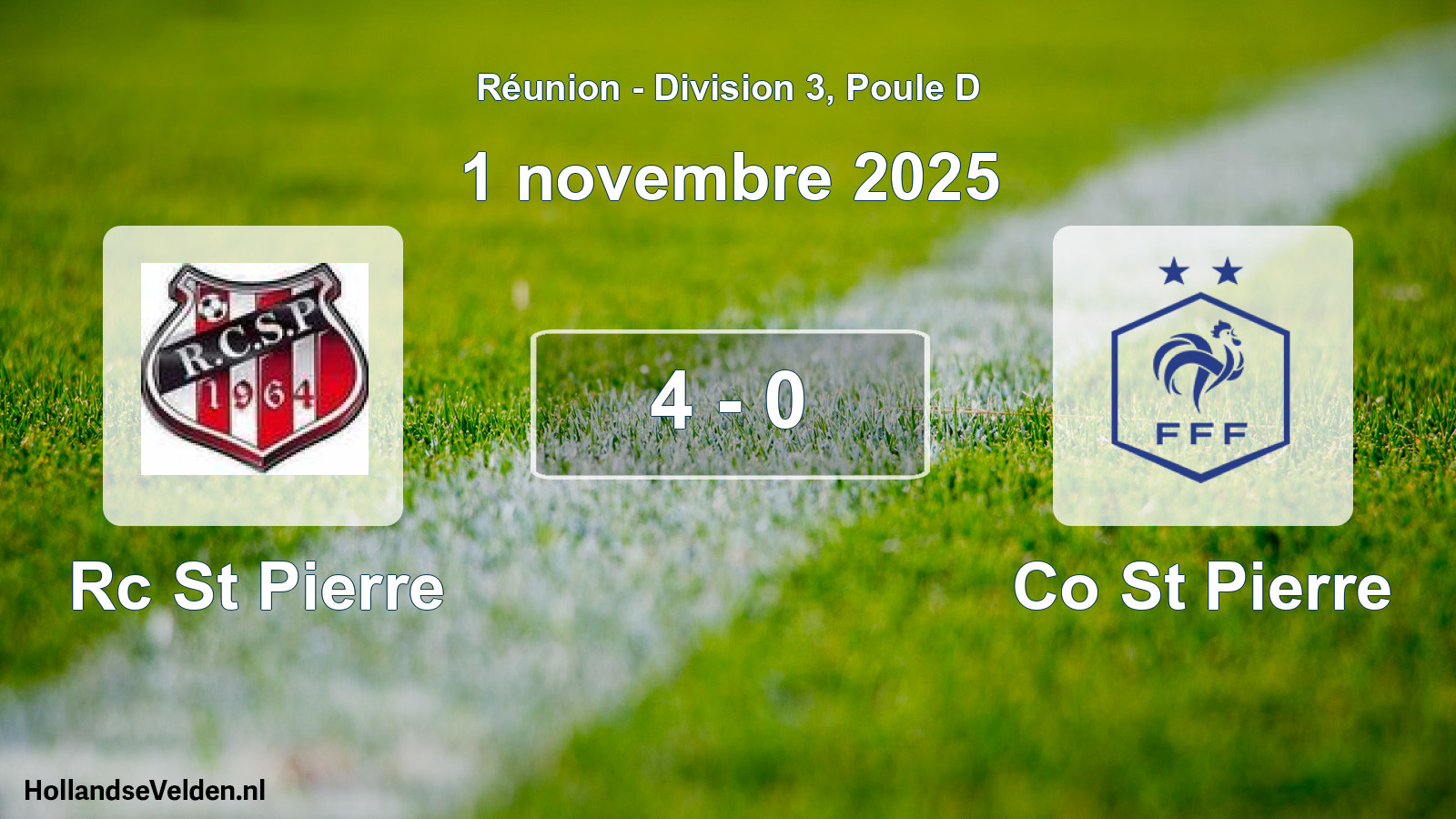 Total number of matches played: Rc St Pierre - Co St Pierre 4 - 0 (1 November 2025)