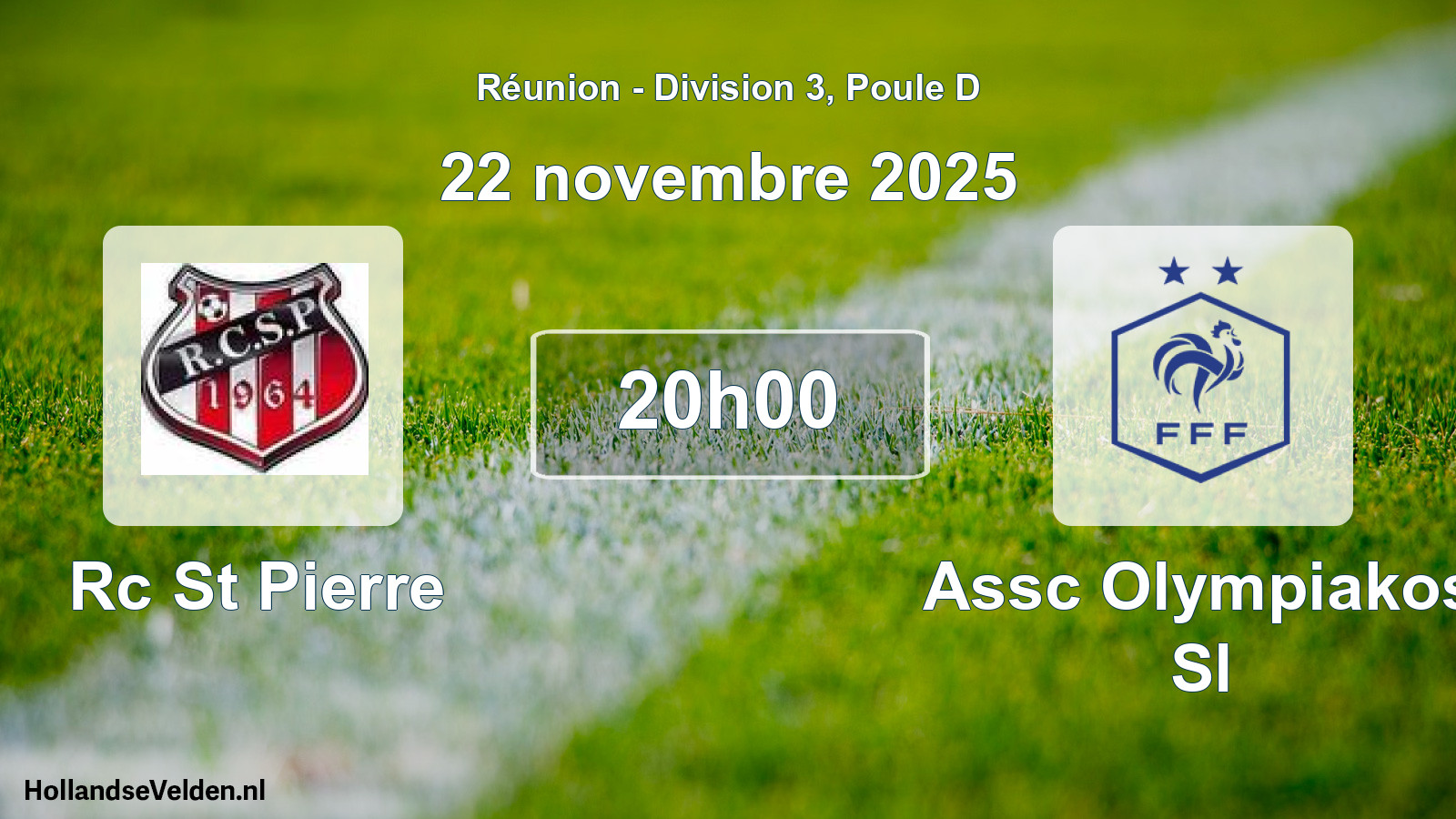 Geplande wedstrijd: Rc St Pierre - Assc Olympiakos Sl (22 november 2025)