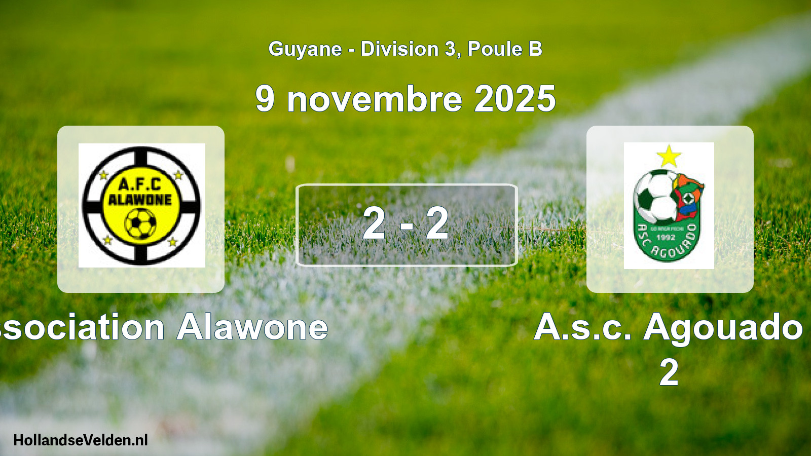 Match joué: Association Alawone - A.s.c. Agouado 2 2 - 2 (9 novembre 2025)