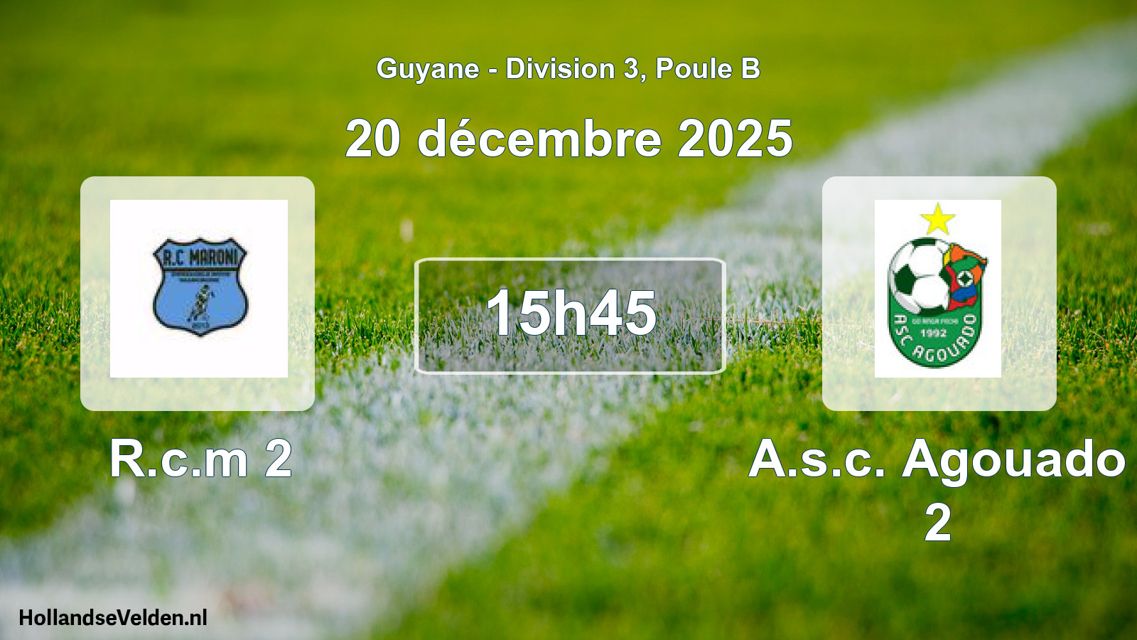 Geplande wedstrijd: R.c.m 2 - A.s.c. Agouado 2 (20 december 2025)