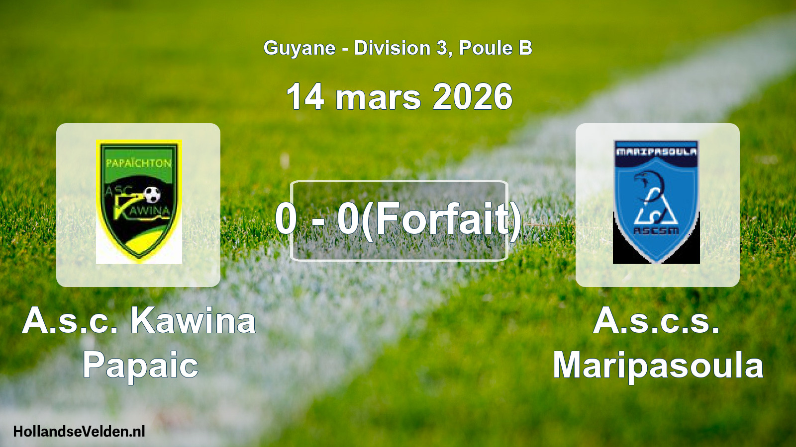 Geplande wedstrijd: A.s.c. Kawina Papaic - A.s.c.s. Maripasoula (14 maart 2026)
