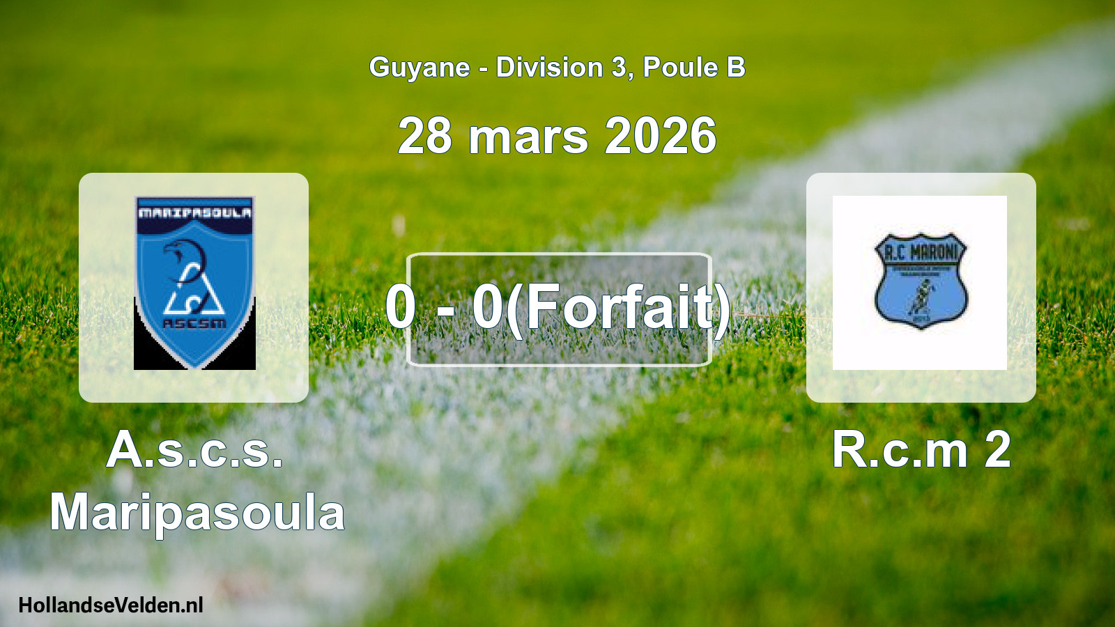 Geplande wedstrijd: A.s.c.s. Maripasoula - R.c.m 2 (28 maart 2026)