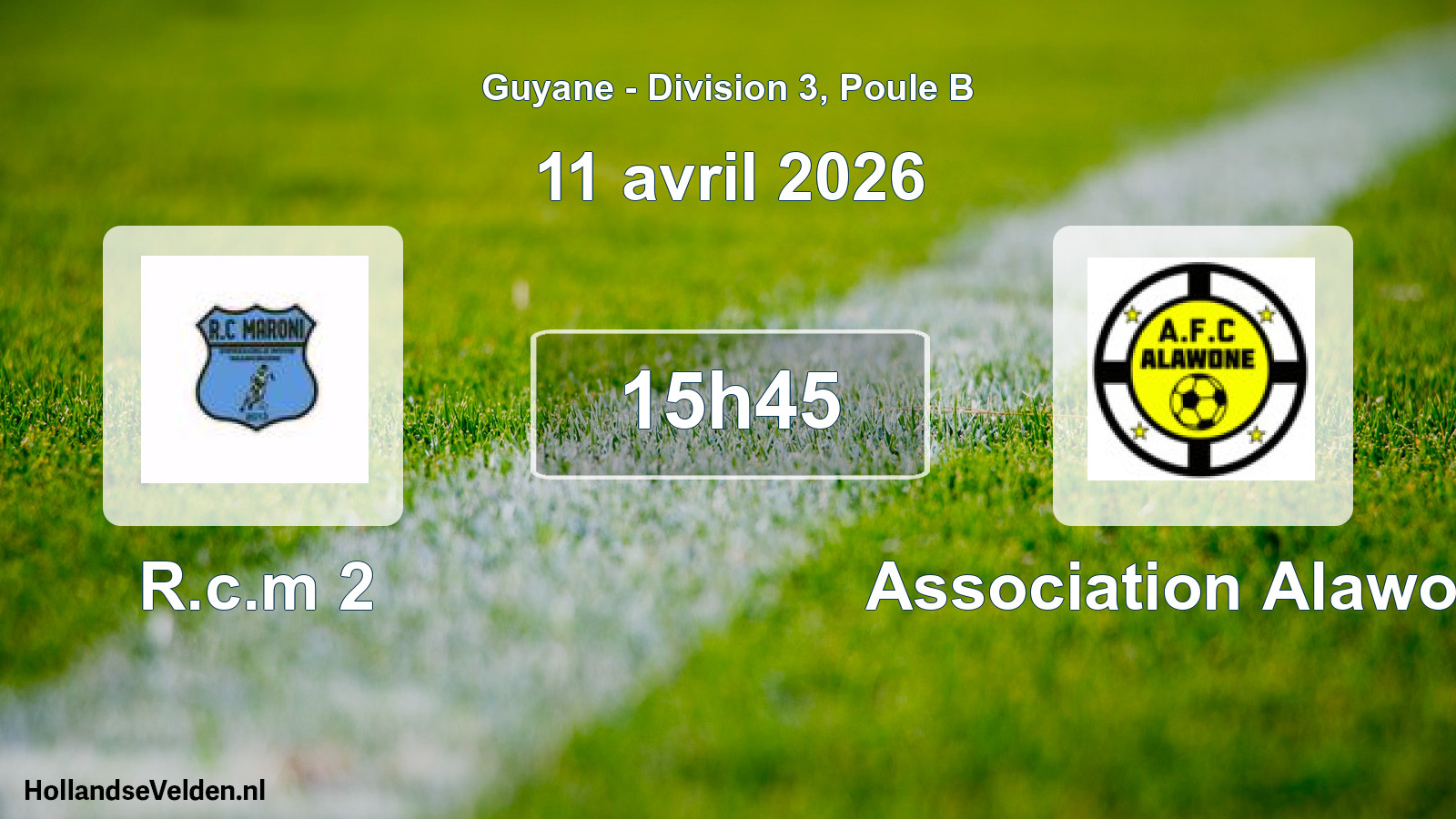 Match programmé: R.c.m 2 - Association Alawone (11 avril 2026)