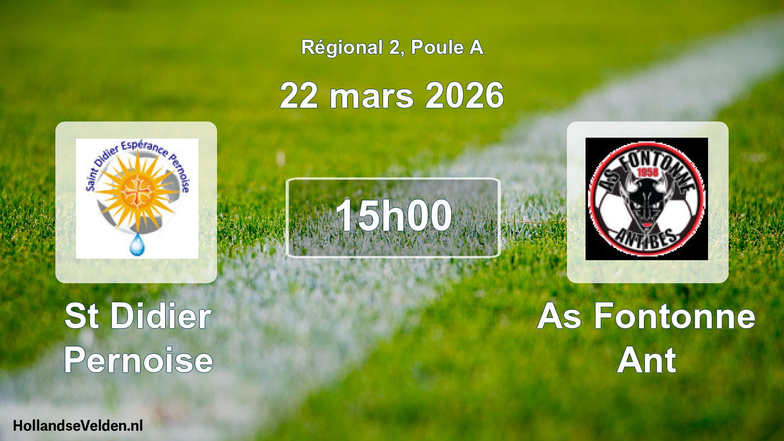 Geplande wedstrijd: St Didier Pernoise - As Fontonne Ant (22 maart 2026)