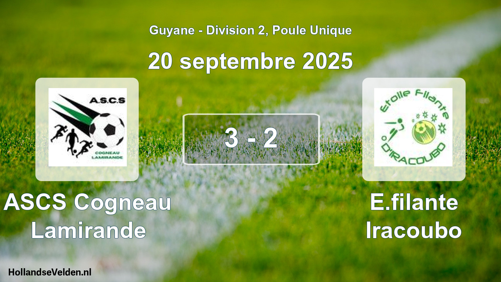 Match joué: ASCS Cogneau Lamirande - E.filante Iracoubo 3 - 2 (20 septembre 2025)