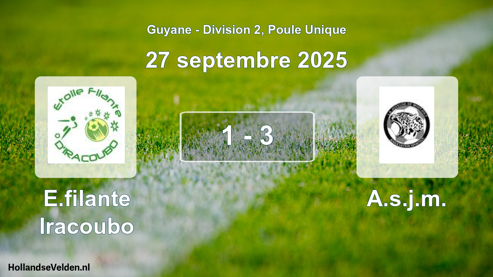 Match joué: E.filante Iracoubo - A.s.j.m. 1 - 3 (27 septembre 2025)