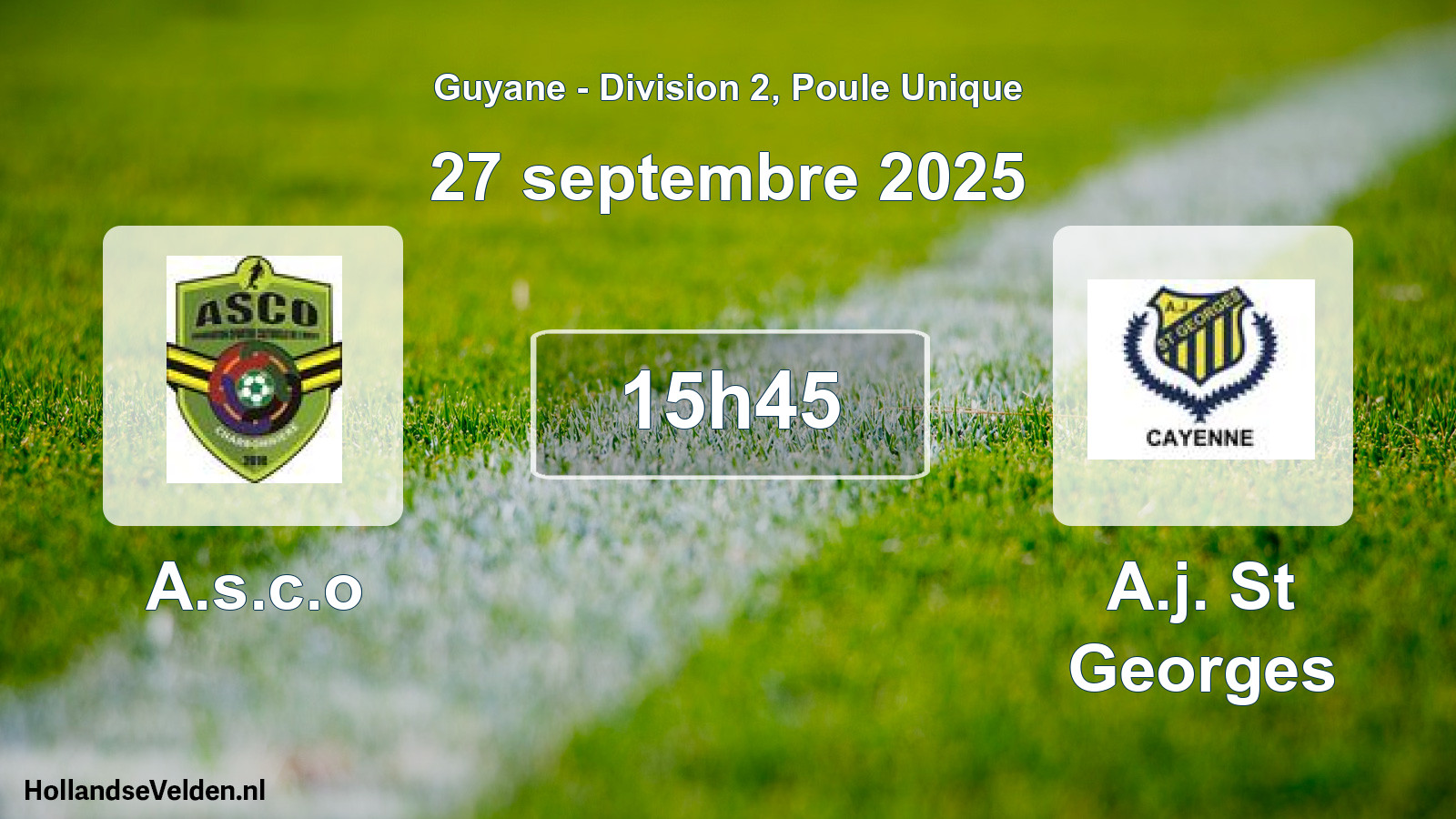 Geplande wedstrijd: A.s.c.o - A.j. St Georges (27 september 2025)