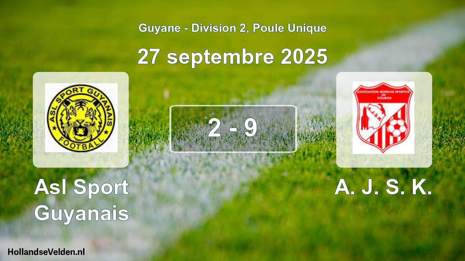 Total number of matches played: Asl Sport Guyanais - A. J. S. K. 2 - 9 (27 September 2025)