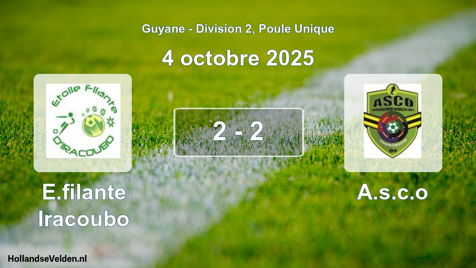 Match joué: E.filante Iracoubo - A.s.c.o 2 - 2 (4 octobre 2025)