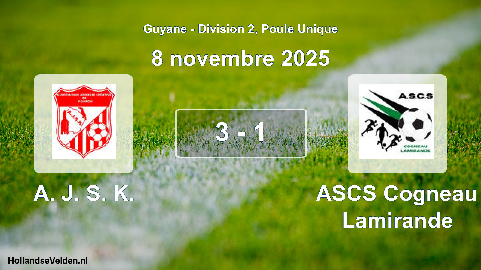 Match joué: A. J. S. K. - ASCS Cogneau Lamirande 3 - 1 (8 novembre 2025)