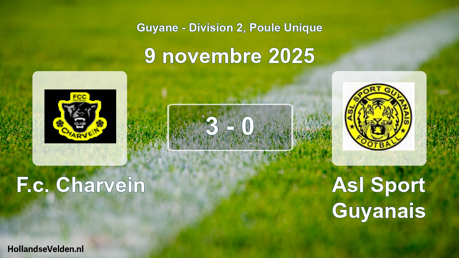 Match joué: F.c. Charvein - Asl Sport Guyanais 3 - 0 (9 novembre 2025)