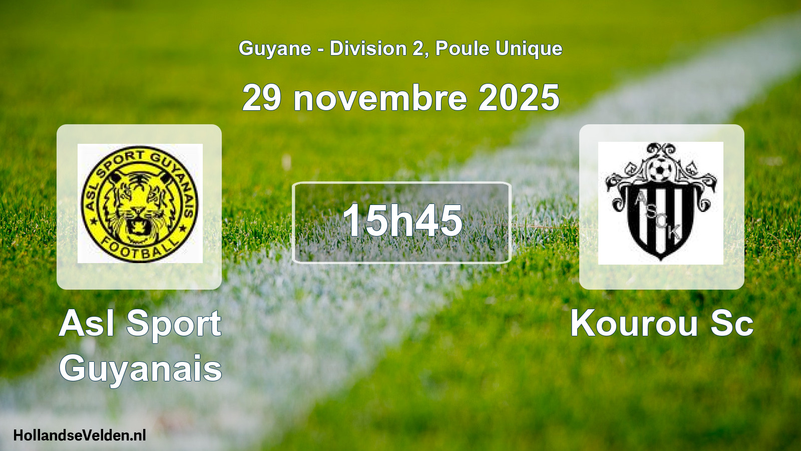 Match programmé: Asl Sport Guyanais - Kourou Sc (29 novembre 2025)