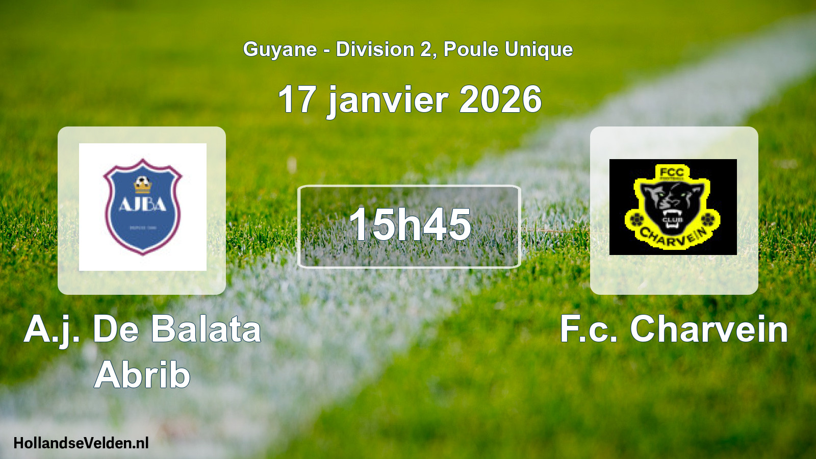 Geplande wedstrijd: A.j. De Balata Abrib - F.c. Charvein (17 januari 2026)