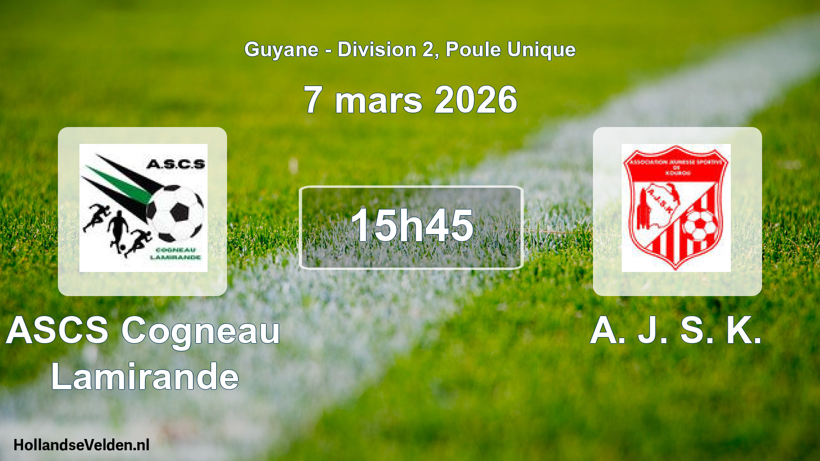 Match programmé: ASCS Cogneau Lamirande - A. J. S. K. (7 mars 2026)