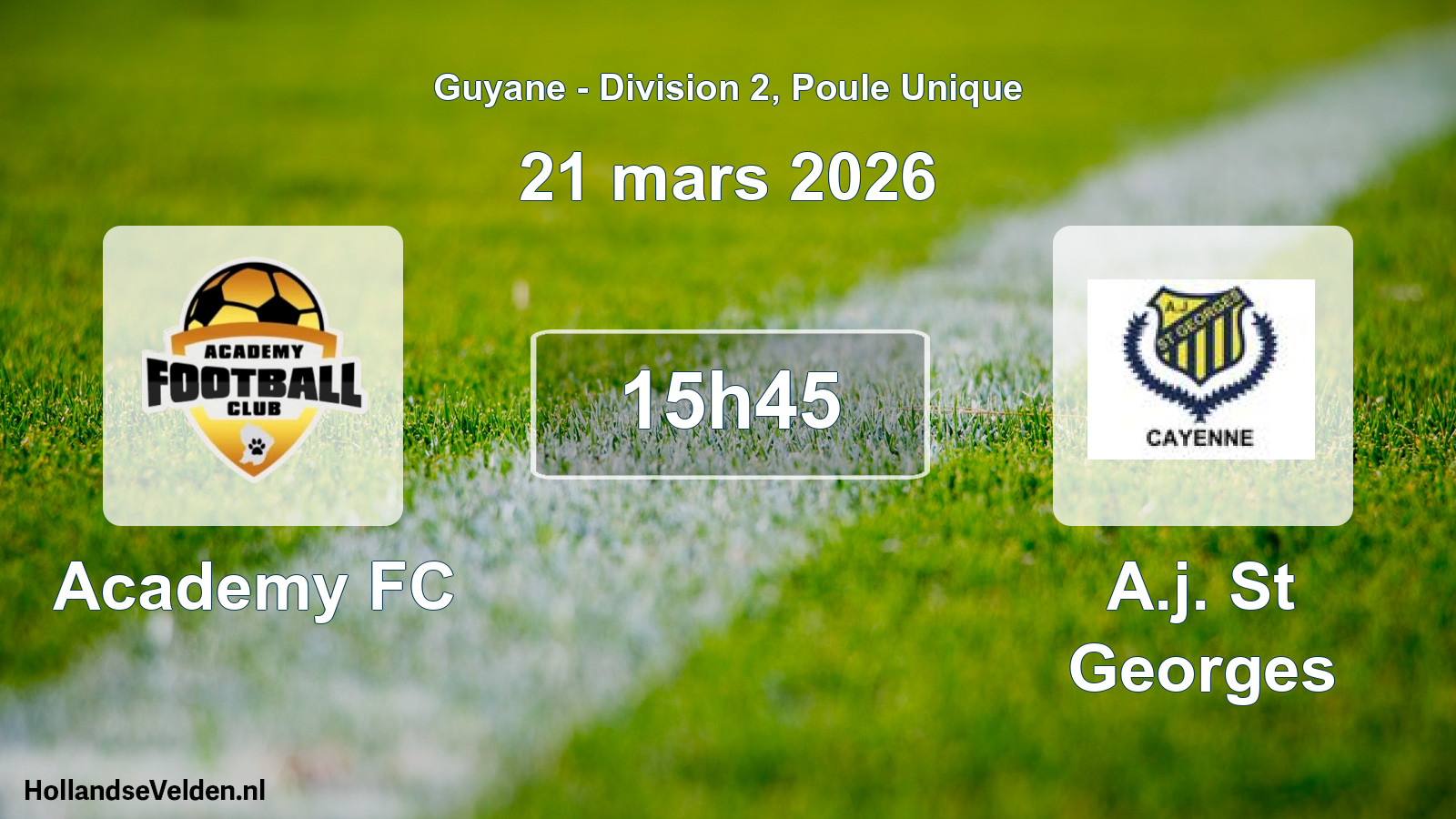 Match programmé: Academy FC - A.j. St Georges (21 mars 2026)