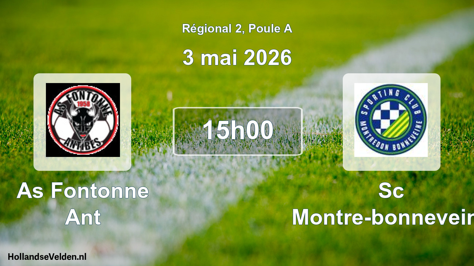 Geplande wedstrijd: As Fontonne Ant - Sc Montre-bonneveine (3 mei 2026)