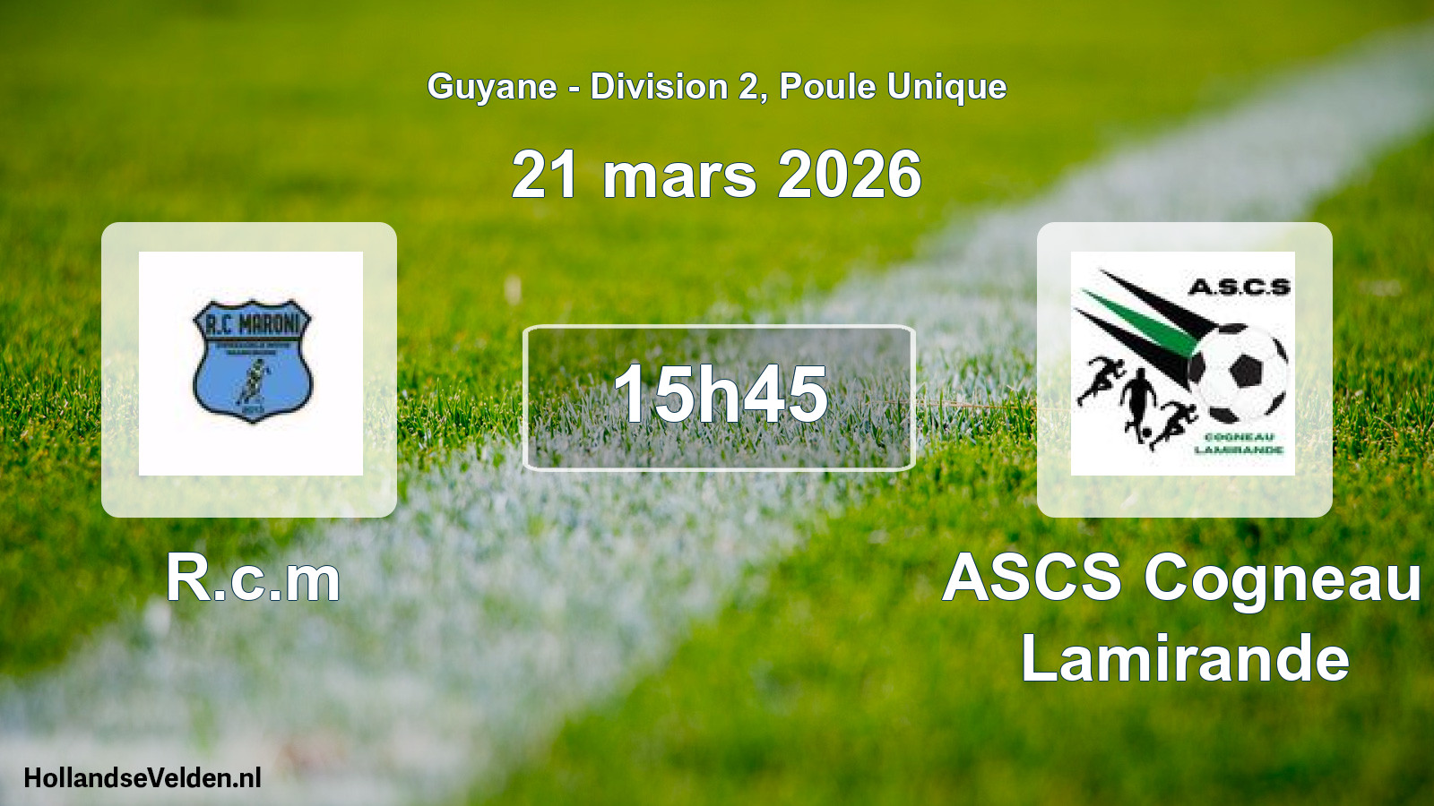 Scheduled Match: R.c.m - ASCS Cogneau Lamirande (21 March 2026)