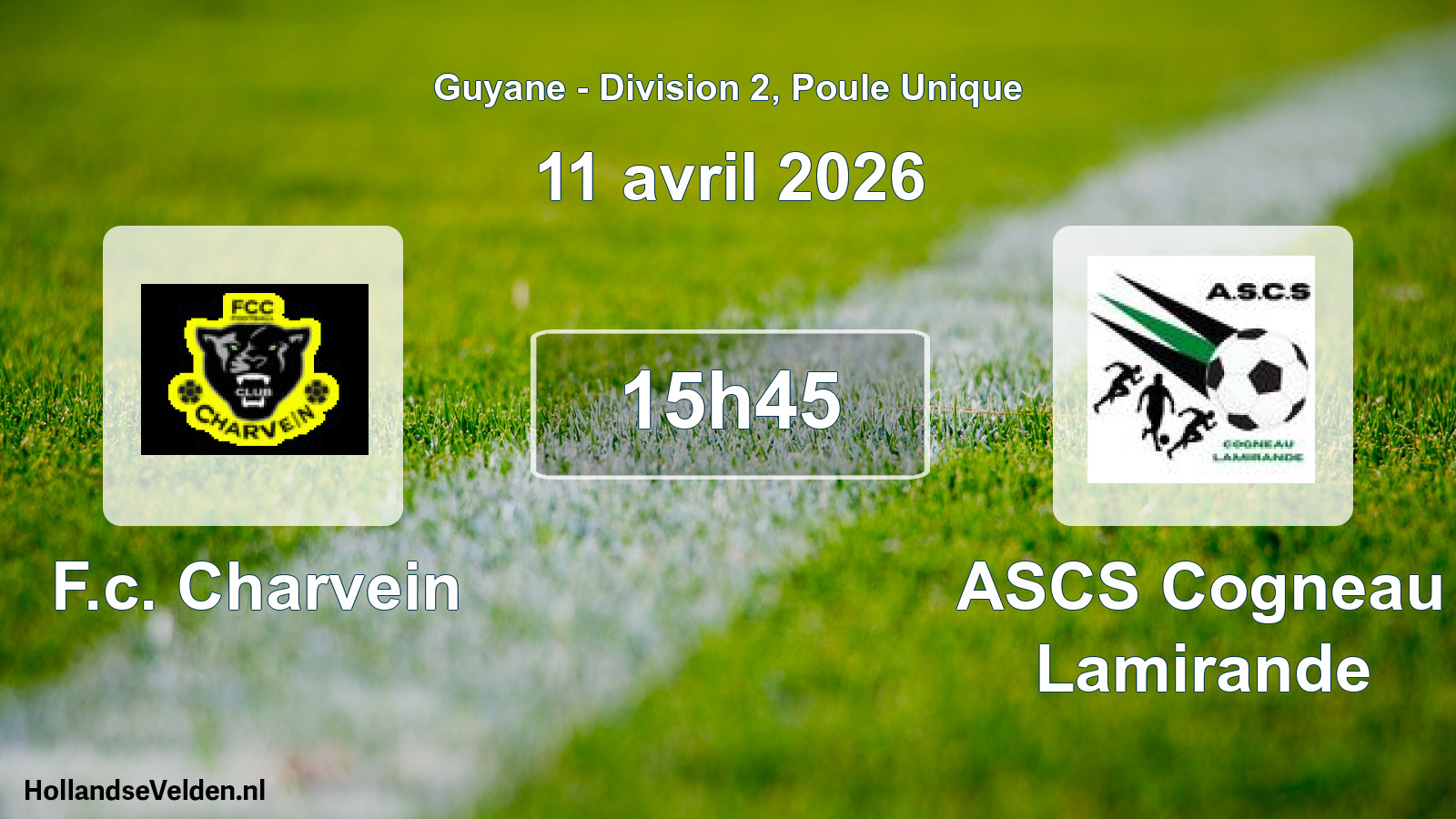 Match programmé: F.c. Charvein - ASCS Cogneau Lamirande (11 avril 2026)
