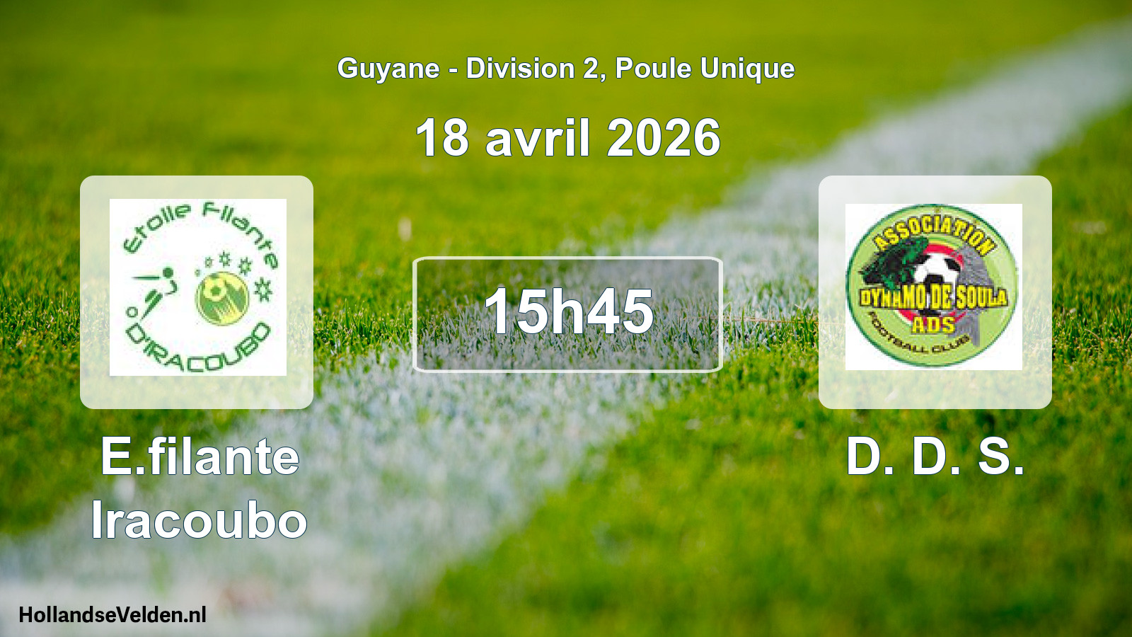 Match programmé: E.filante Iracoubo - D. D. S. (18 avril 2026)