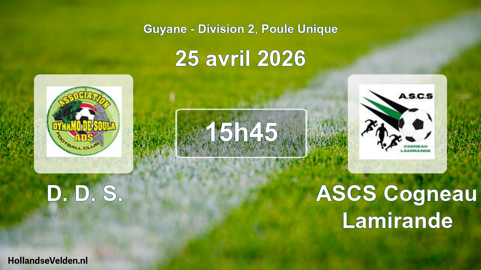 Match programmé: D. D. S. - ASCS Cogneau Lamirande (25 avril 2026)